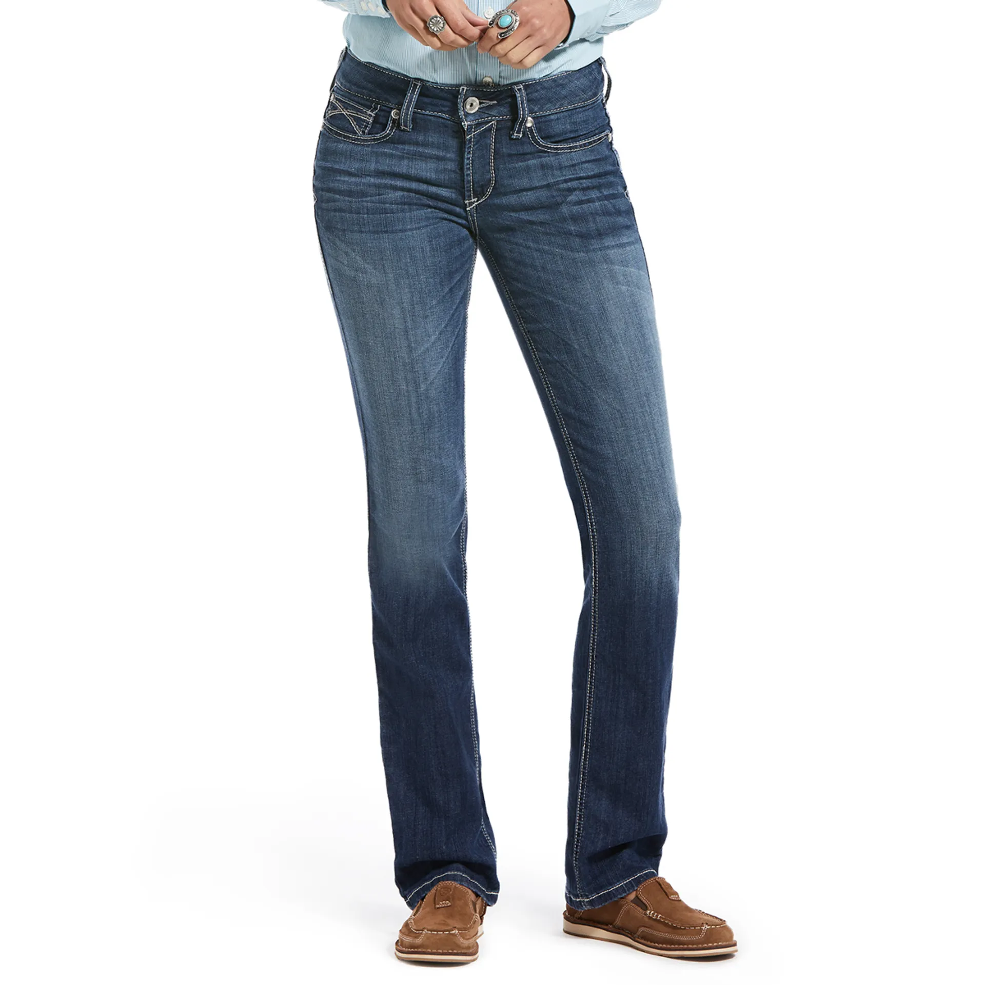 Jeans elasticizzati gamba stretta con ricami su fianco