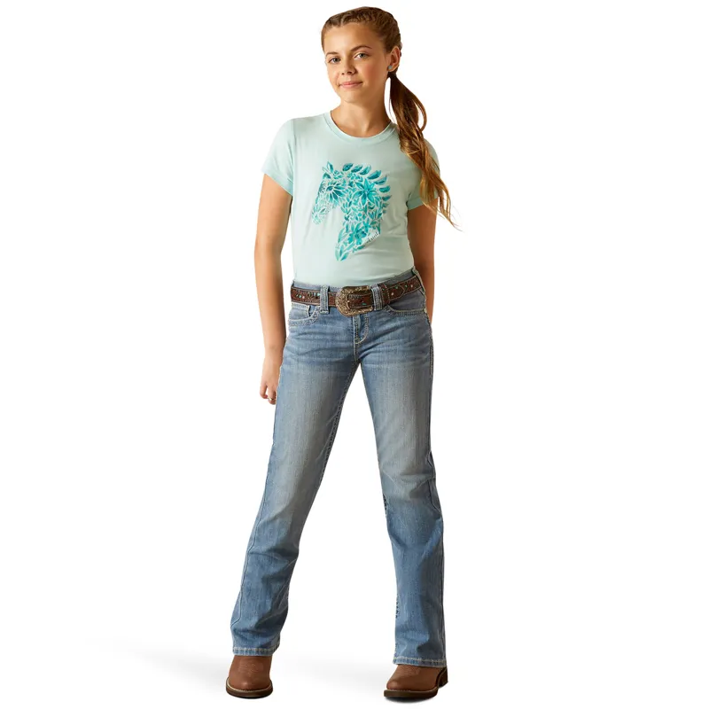 Ariat Floral Mosaic Junior Short Sleeve Tee - Plume-3