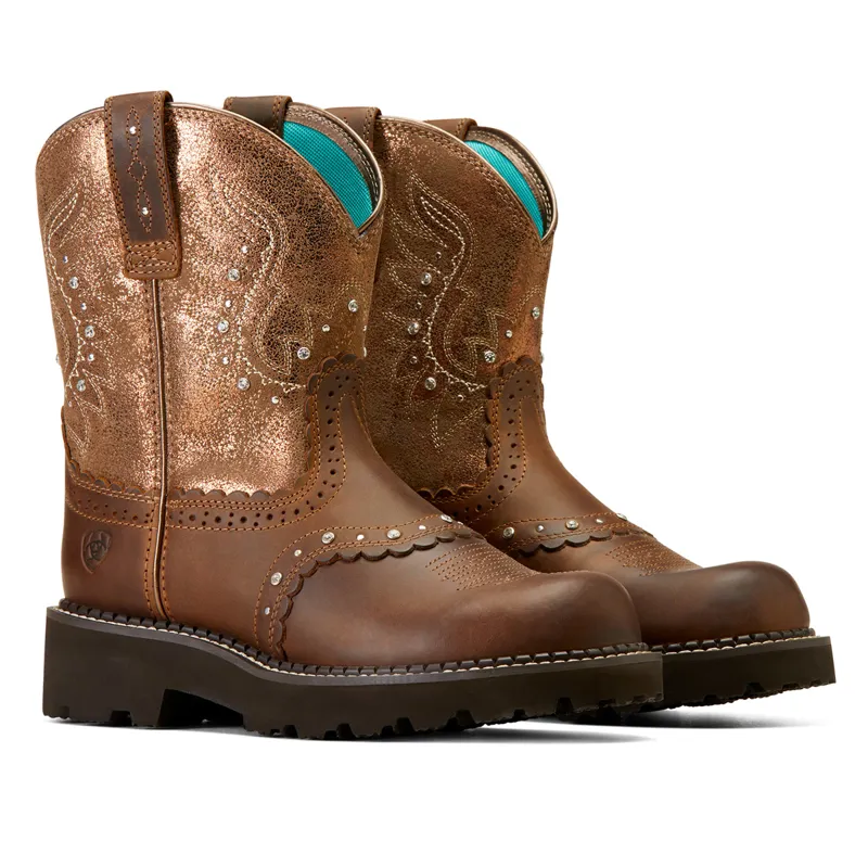 Ariat Gembaby Ladies Western Boots - Distressed Brown/Copper Metallic-2