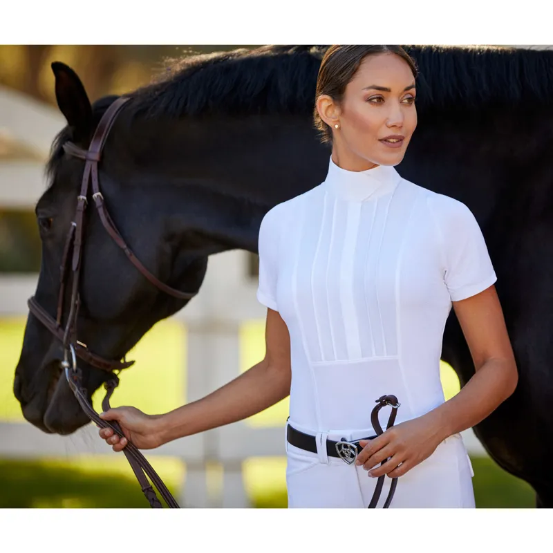 Ariat Luxe Short Sleeve Ladies Competition Shirt - White-6