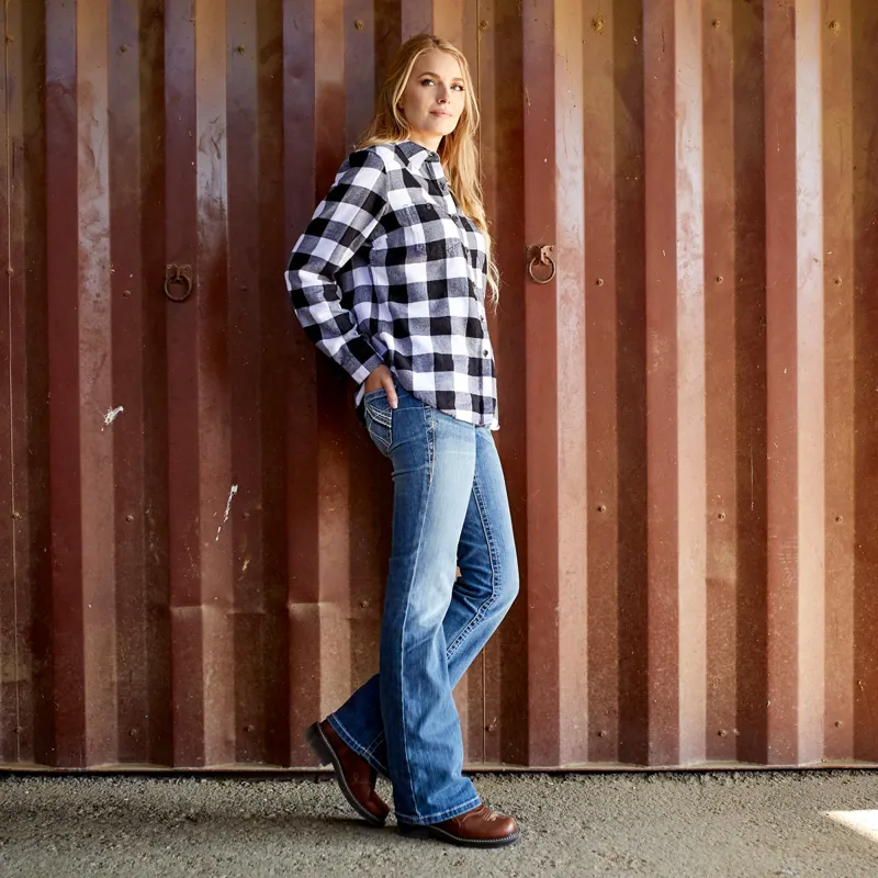 Ariat R.E.A.L. Mid Rise Whipstitch Womens Boot Cut Jeans - Rainstorm-4