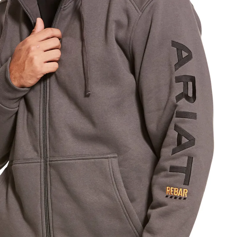 Ariat Rebar All-Weather Full Zip Mens Hoodie - Rebar Grey/Black-1