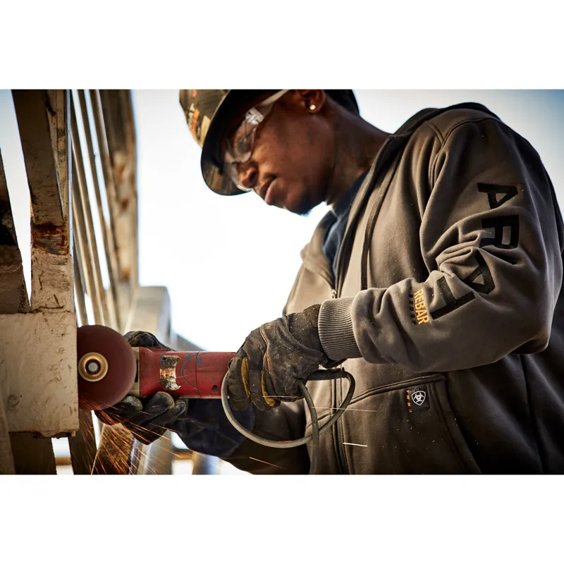 Ariat Rebar All-Weather Full Zip Mens Hoodie - Rebar Grey/Black-3