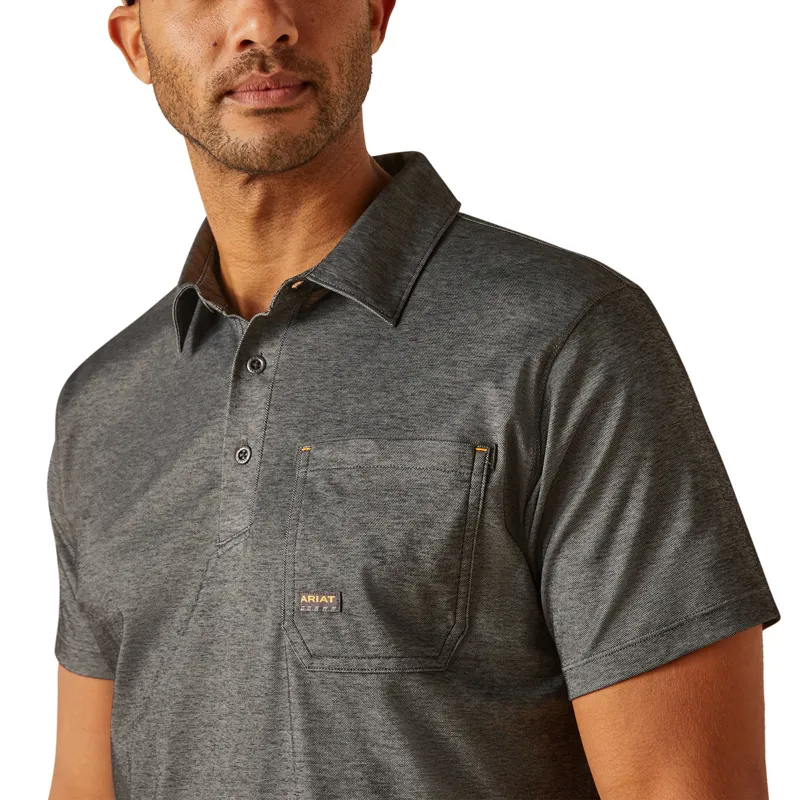Ariat Rebar Foreman Mens Tech Polo Shirt - Charcoal Heather-2