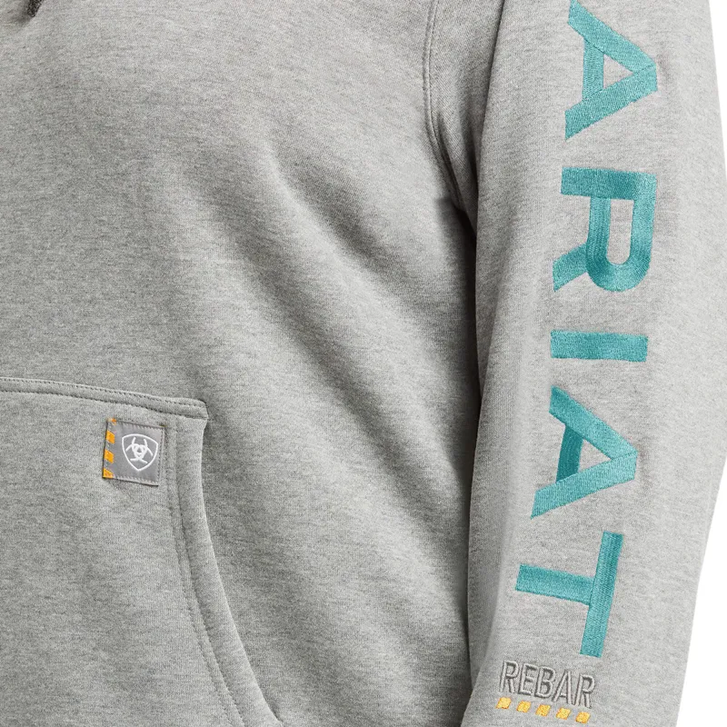 Ariat Rebar Graphic Ladies Hoodie - Heather Grey/Meadowbrook-2