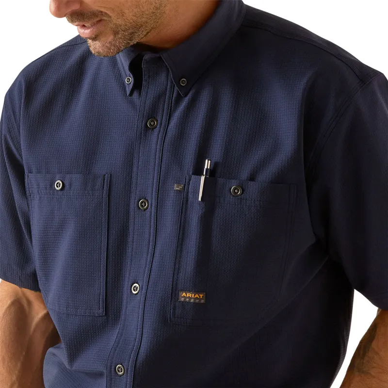 Ariat Rebar Made Tough 360 Airflow Short Sleeve Mens Work Shirt - Navy-3