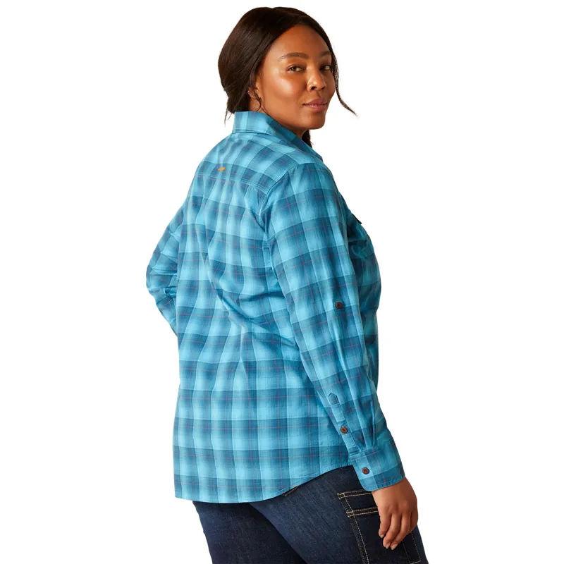 Ariat Rebar Made Tough Long Sleeve Ladies Work Shirt - Prominent Blue-1