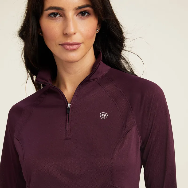 Ariat Sunstopper 2.0 Ladies Base Layer Top - Mulberry-2