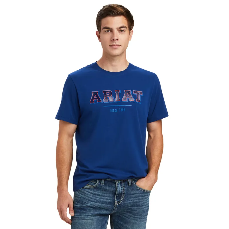Ariat Varsity Short Sleeve Mens Tee - Estate Blue