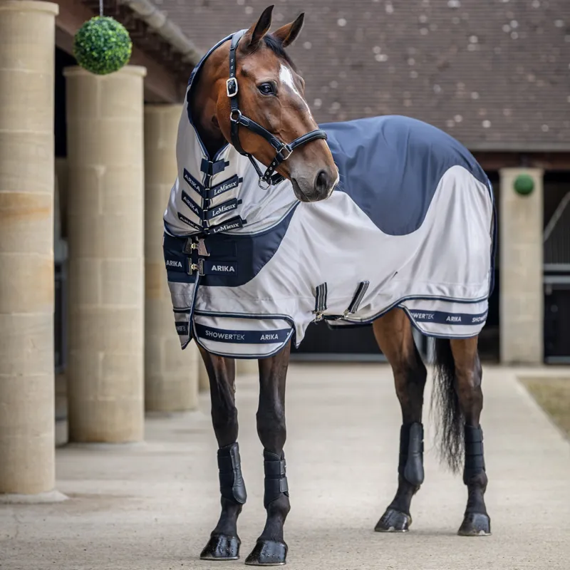 LeMieux Arika Shower-Tek Waterproof Detachable Neck Fly Rug - Grey-1