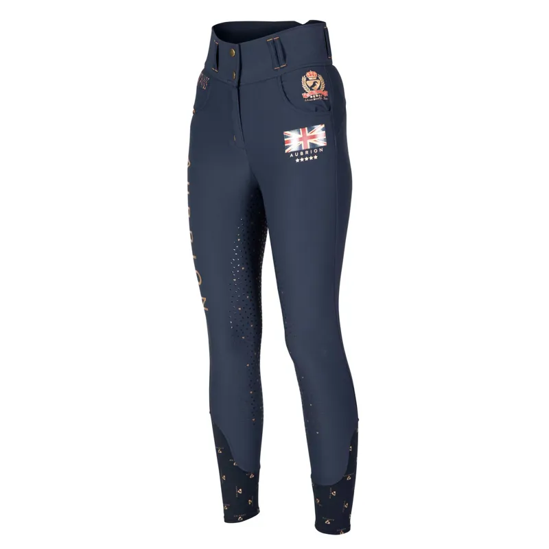 Aubrion Team Full Grip Ladies Breeches - Navy-1