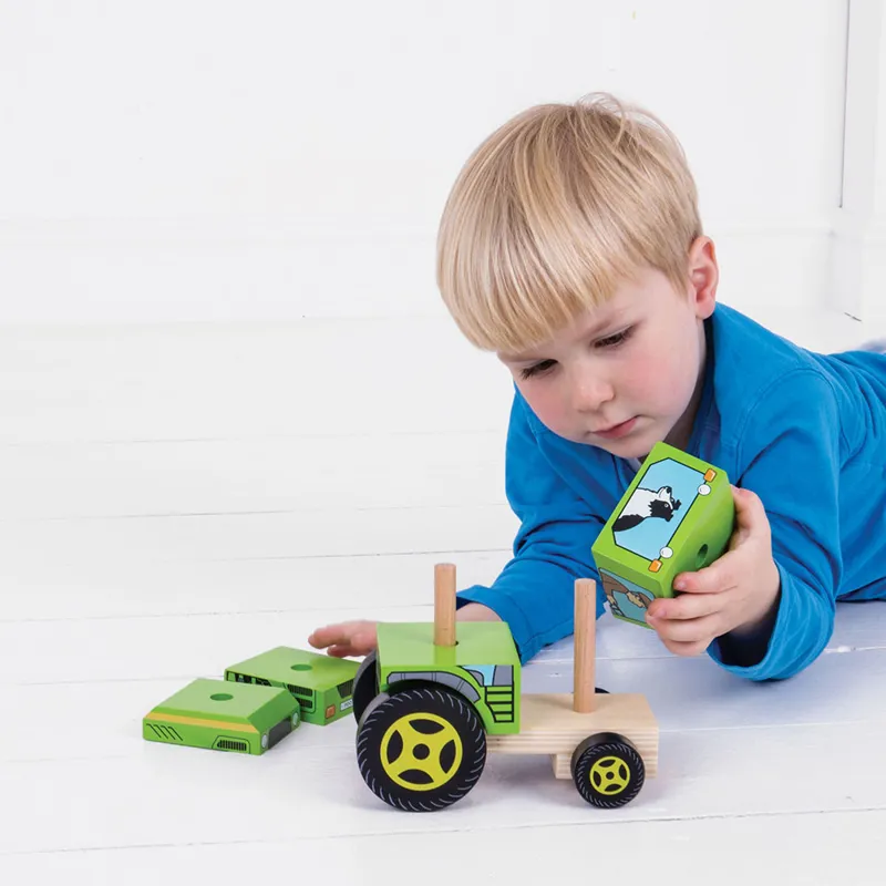 Bigjigs Wooden Tractor Stacking Toy-2