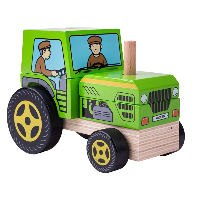 Bigjigs Wooden Tractor Stacking Toy-1
