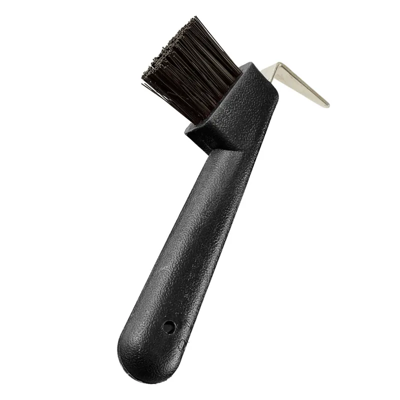 Bitz Plastic Hoof Pick with Brush Black
