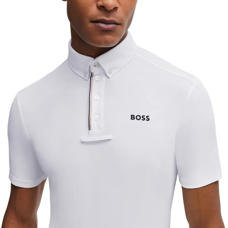 BOSS Equestrian Marty Mens Short Sleeve Competition Shirt - White-2