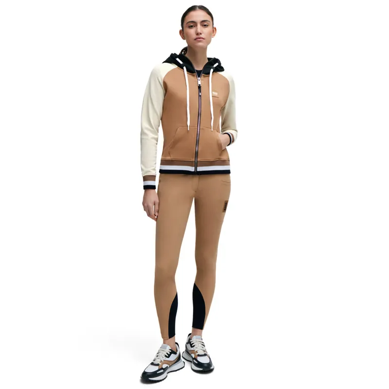 BOSS Equestrian Riva Signature Colour Block Ladies Hoodie - Camel-3