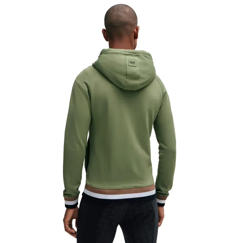 BOSS Equestrian River Signature Stripe Zip Mens Hoodie - Olivine-1