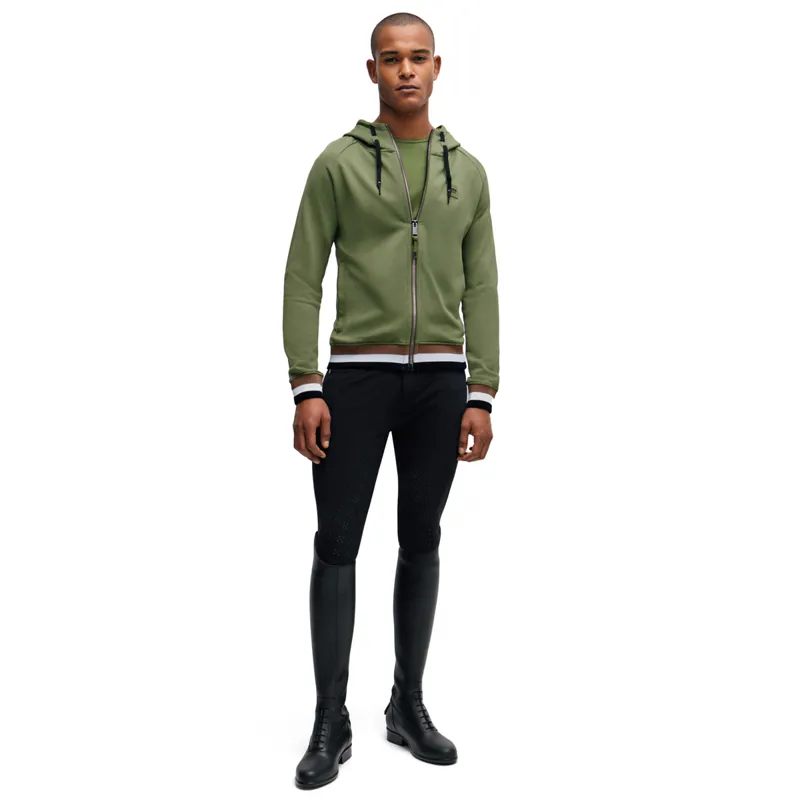 BOSS Equestrian River Signature Stripe Zip Mens Hoodie - Olivine-3