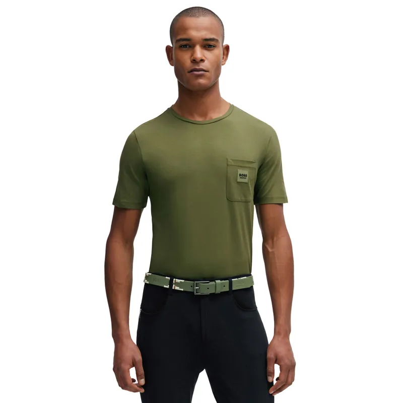 BOSS Equestrian Stan Pocket Mens T-Shirt - Olivine