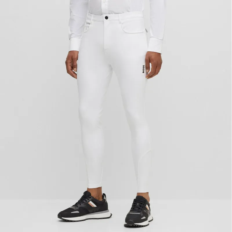 BOSS Equestrian James Knee Grip Mens Competition Breeches - White-1