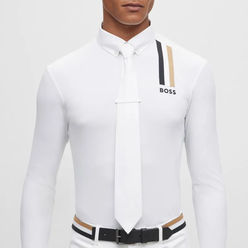 BOSS Equestrian Classic Mens Tie - White