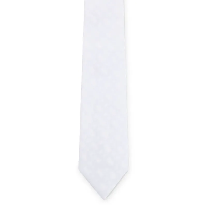BOSS Equestrian Monogram Mens Tie - White-1