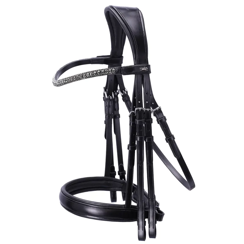 Schockemohle Brindisi Double Bridle - Black/Black/Silver