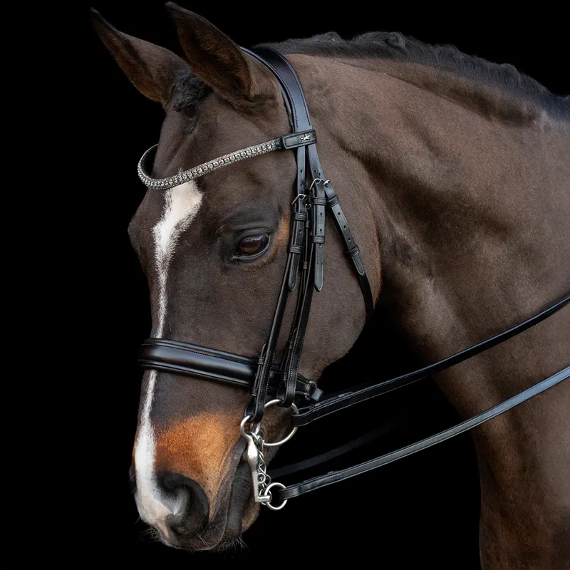Schockemohle Brindisi Double Bridle - Black/Black/Silver-3