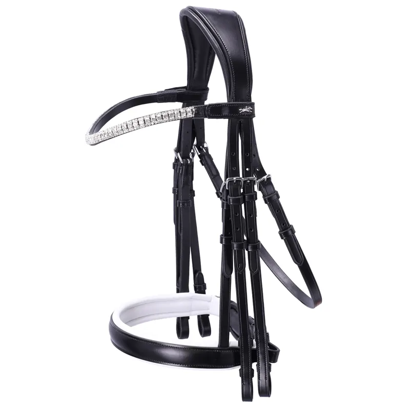 Schockemohle Brindisi Double Bridle - Black/White/Silver