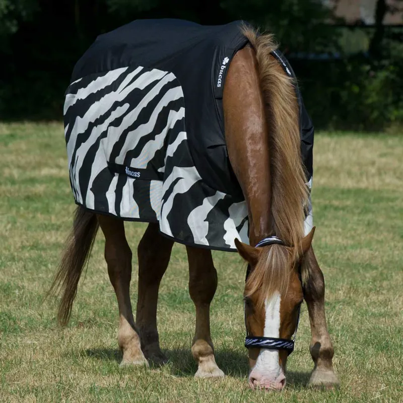 Bucas Buzz-Off Fly/Rain Sheet Hybrid Rug - Zebra Print-3