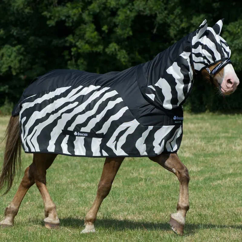 Bucas Buzz-Off Fly/Rain Sheet Neck Cover - Zebra Print-2