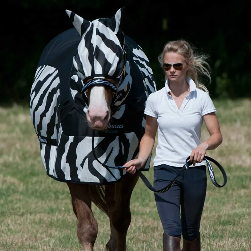 Bucas Buzz-Off Fly/Rain Sheet Hybrid Rug - Zebra Print-6