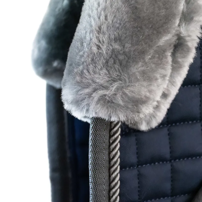 Bucas Show-Line Dressage Saddlecloth - Navy/Grey-2