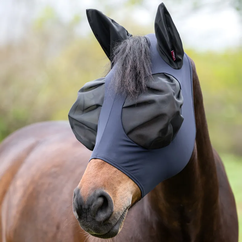 LeMieux Bug Relief Half Fly Mask - Navy-1
