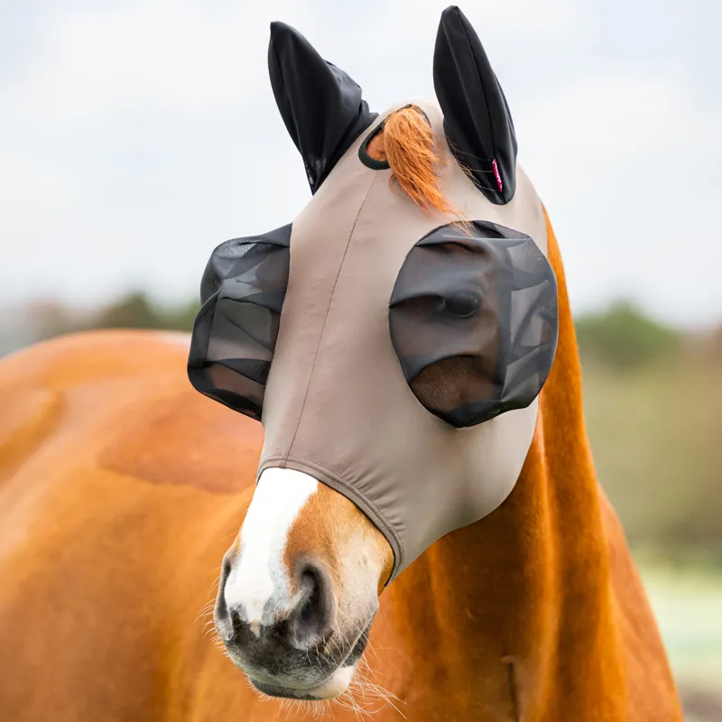 LeMieux Bug Relief Half Fly Mask - Walnut-1