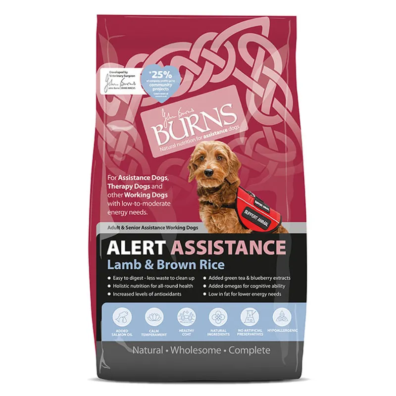 Burns Alert Assistance Dog Food - Lamb  and  Brown Rice - 6kg