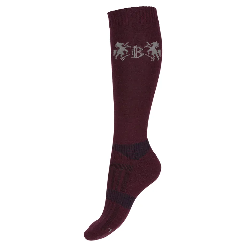 B Vertigo Geox Woolmix Adults Winter Riding Socks Fig Wine Red