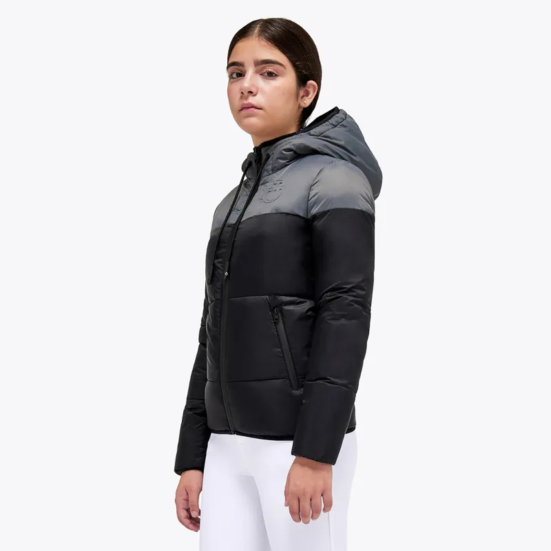 Cavalleria Toscana Hooded Junior Puffer Jacket - Black/Grey-1