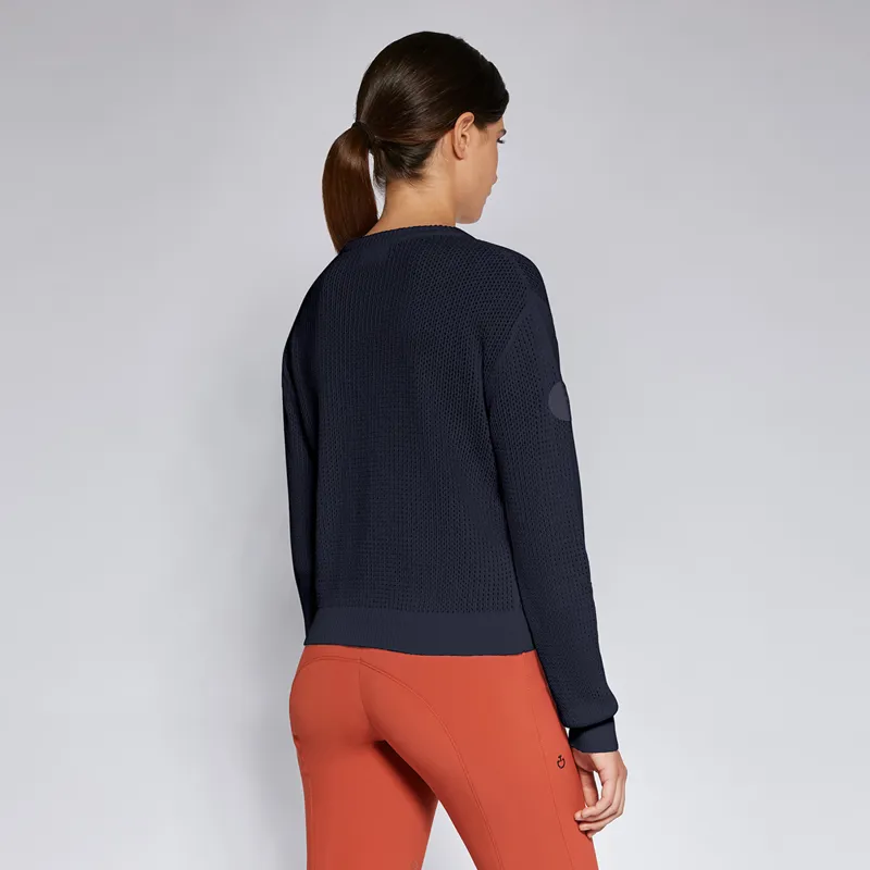 Cavalleria Toscana Cotton Crew Neck Ladies Sweater - Navy-1