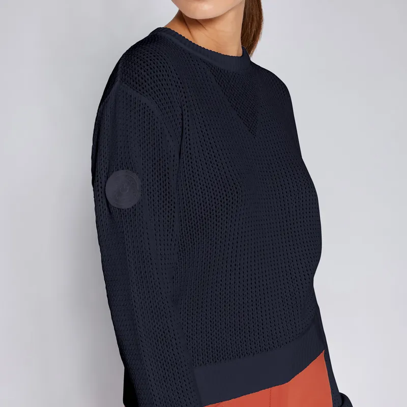 Cavalleria Toscana Cotton Crew Neck Ladies Sweater - Navy-2