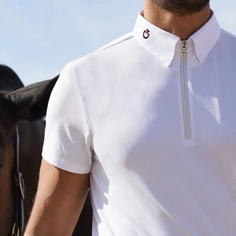 Cavalleria Toscana Tech Zip Neck Mens Competition Shirt - White-1