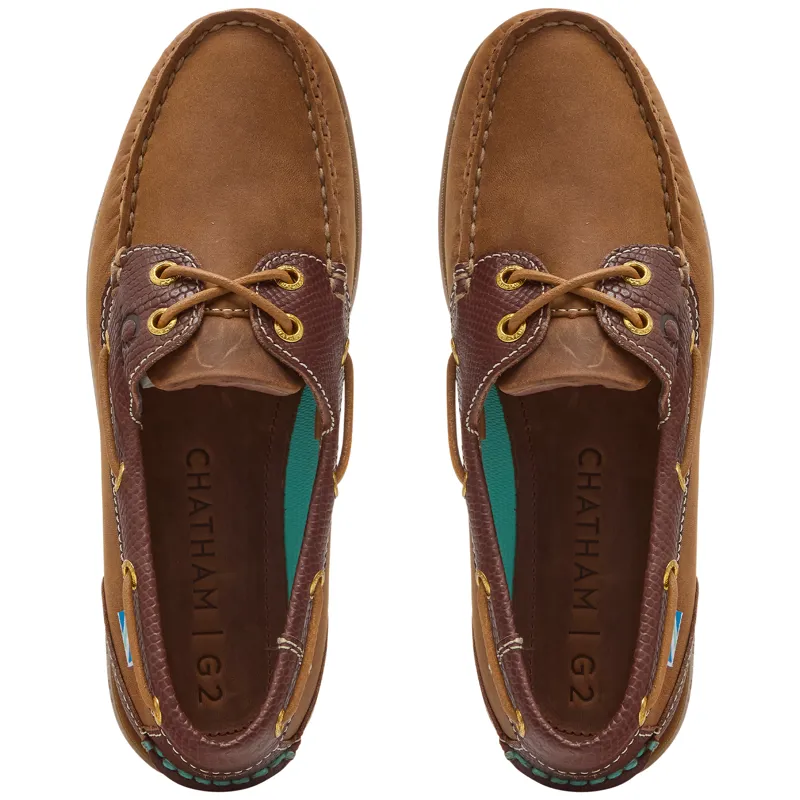 Chatham Bermuda II G2 Ladies Leather Boat Shoes - Walnut/Brown Snake-1