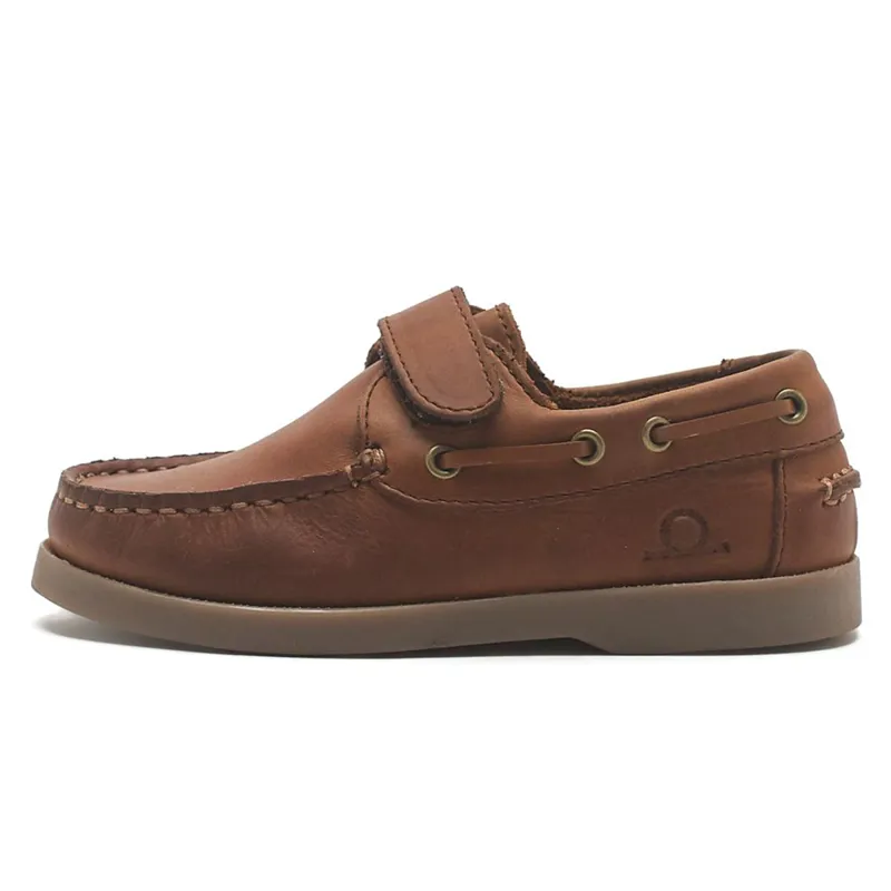 Chatham Oliver Junior Velcro Boat Shoes - Tan-1