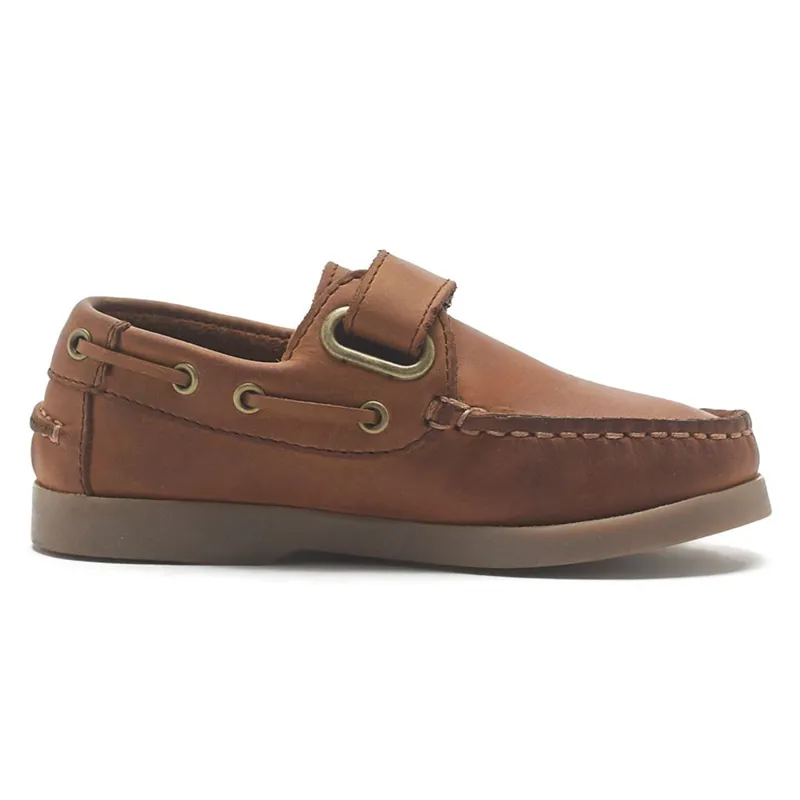 Chatham Oliver Junior Velcro Boat Shoes - Tan-2