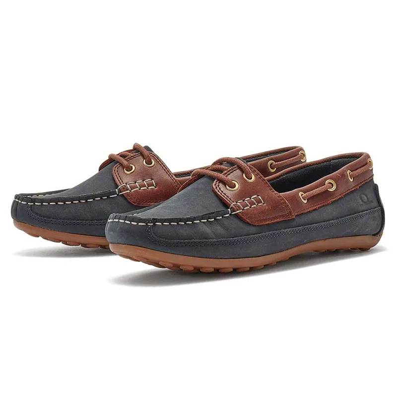 Chatham Cromer Ladies Driving Lace Moccasins - Dark Navy/Burgundy