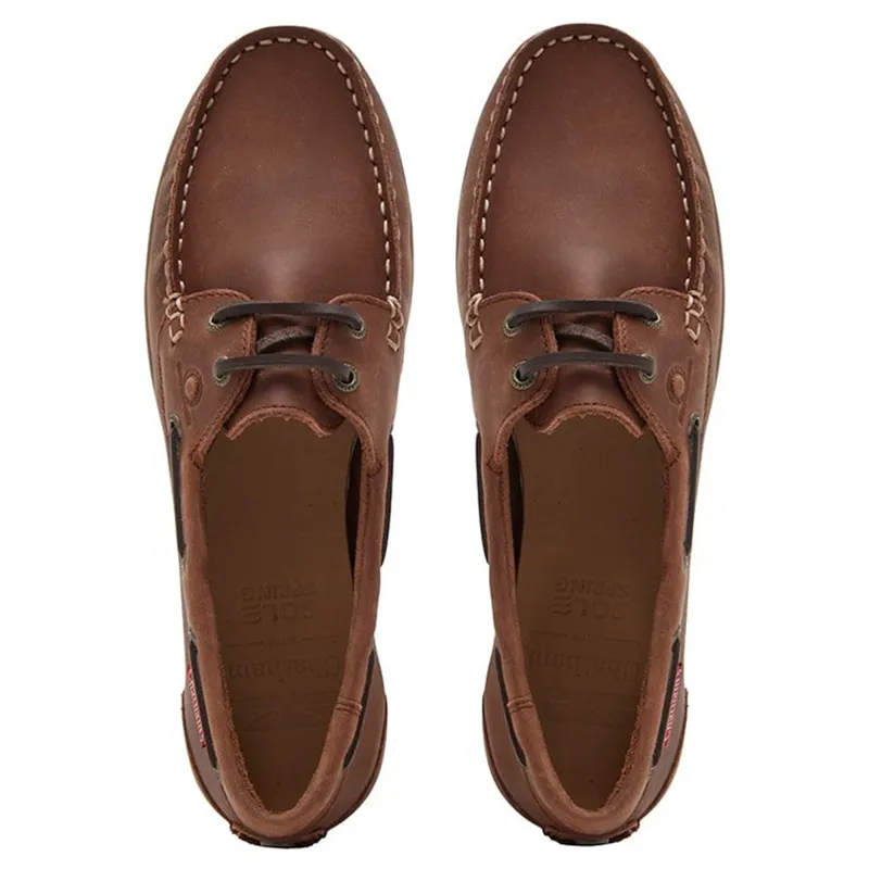 Chatham Penang Ladies Leather Boat Shoes - Dark Tan-3