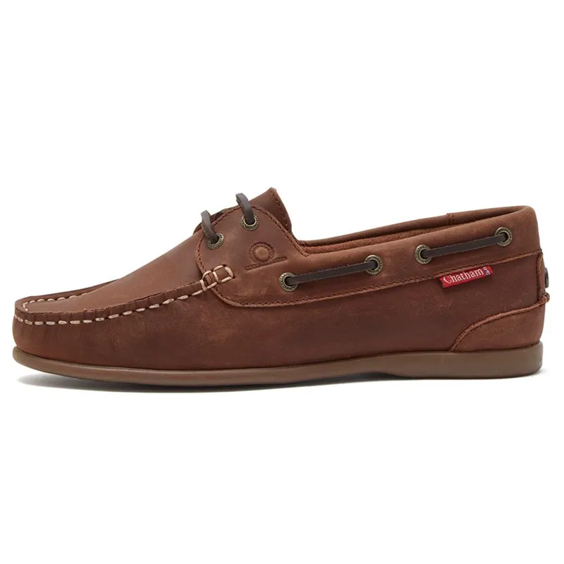 Chatham Penang Ladies Leather Boat Shoes - Dark Tan-2