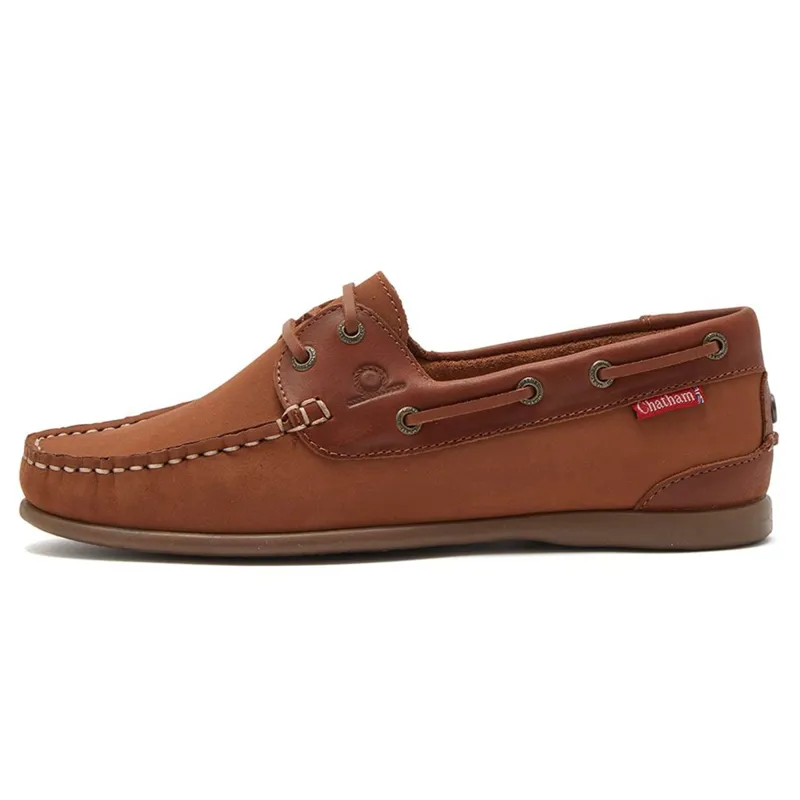 Chatham Penang Ladies Leather Boat Shoes - Tan/Tan-2