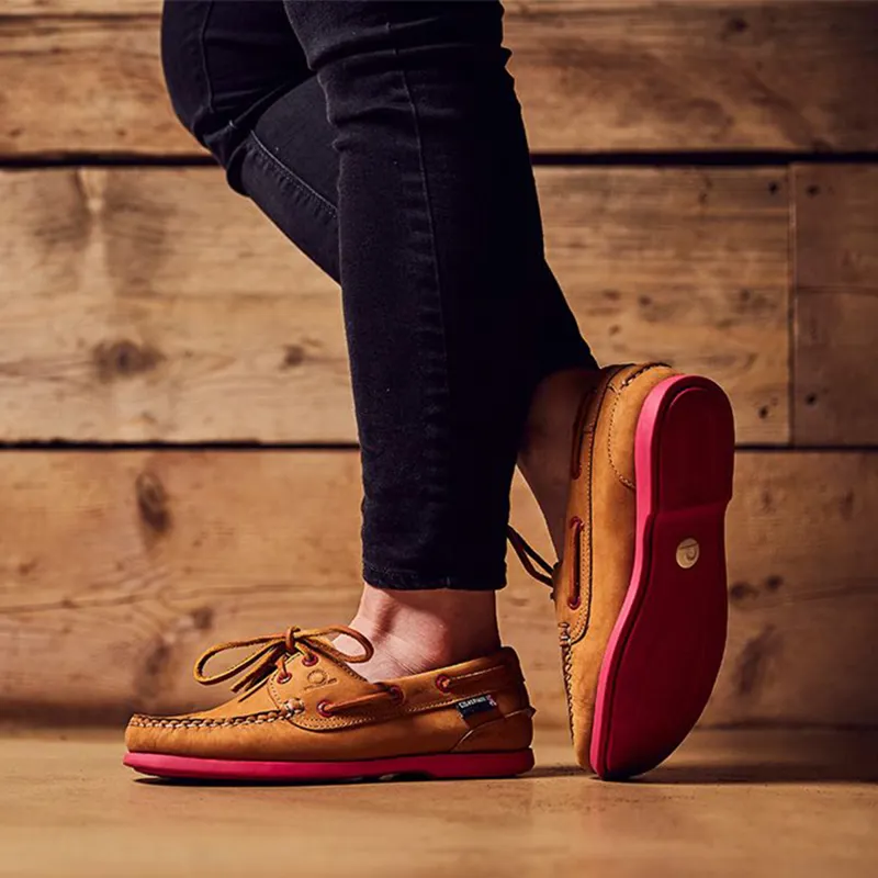 Chatham Pippa G2 II Ladies Boat Shoes - Tan/Pink-4