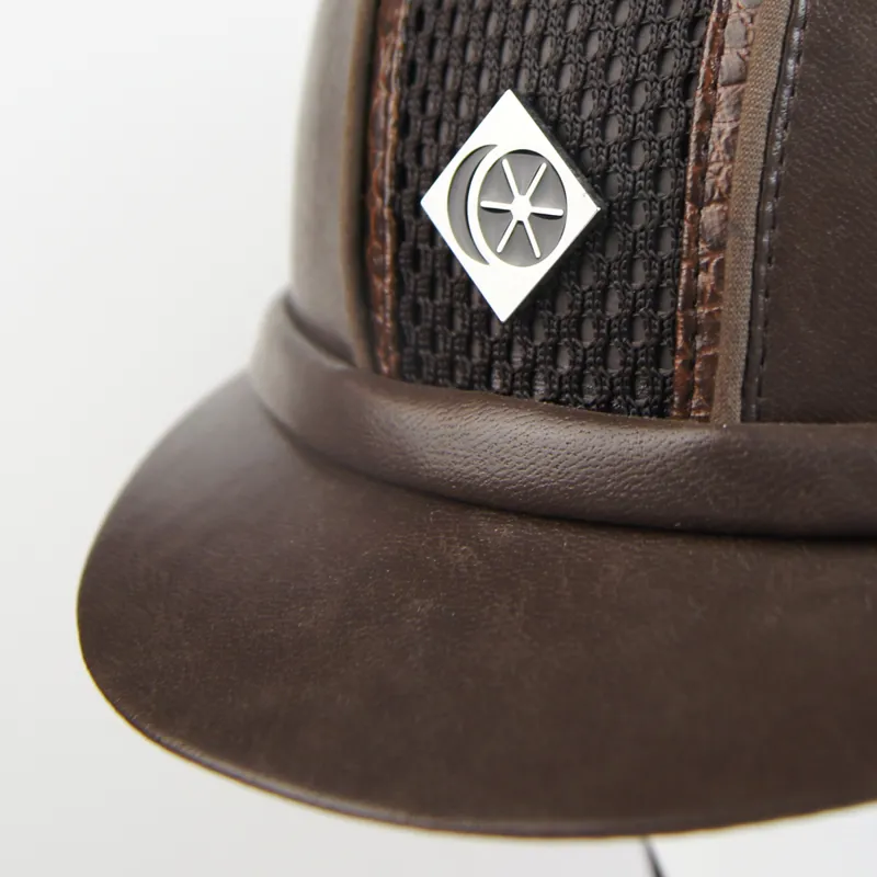 Charles Owen Ayr8 Riding Hat - Brown Leather/Snakeskin/Cotton Piping-2